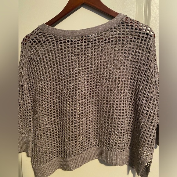 Express cropped open knit top with silver thread - Picture 9 of 10